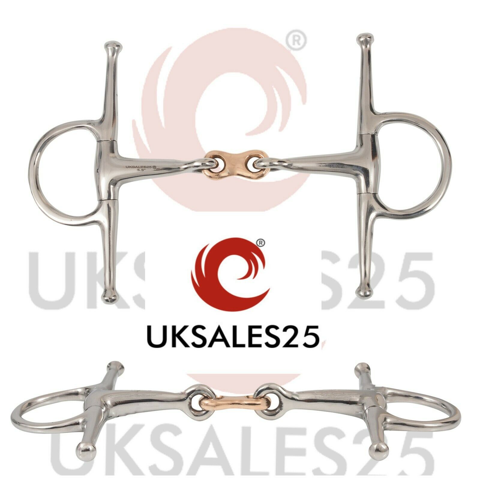 UKSALES25® 5.5 INCHES Full Cheek 14MM French Link Fulmer Snaffle with Copper Link